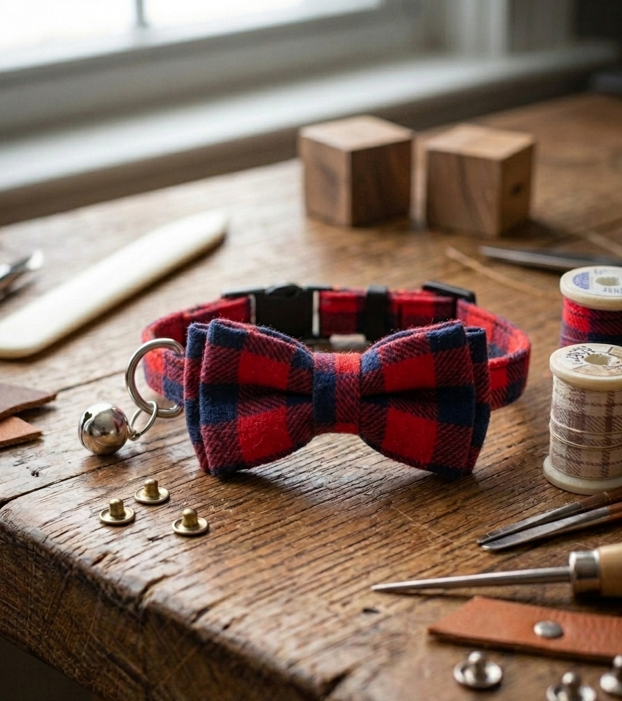 Crimson Navy Cat Collar