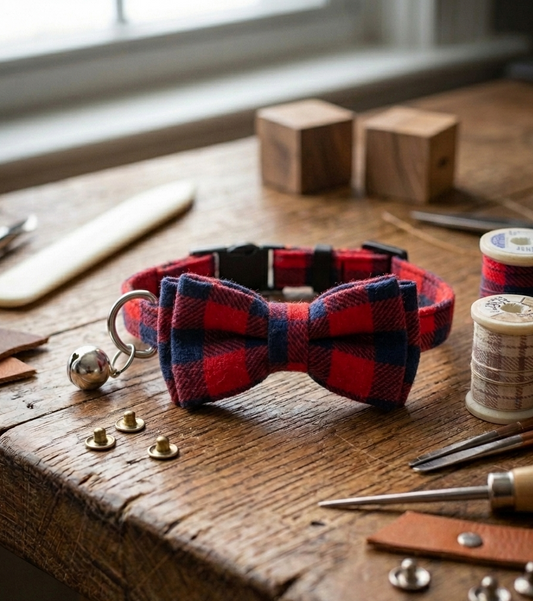 Crimson Navy Cat Collar