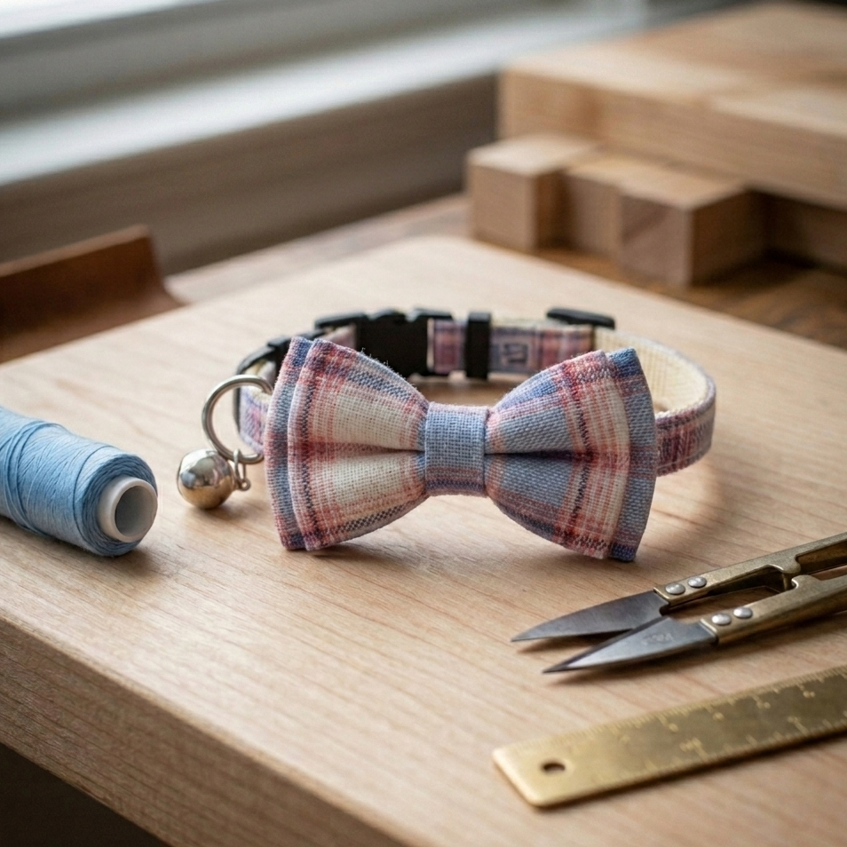 Chambray Plaid Cat Collar